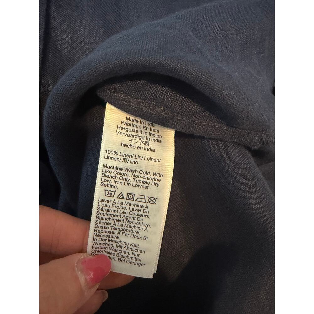 J. Crew Baird McNutt Irish Linen Navy Shirt Dress Small 100% Linen Button Front - Picture 6 of 6
